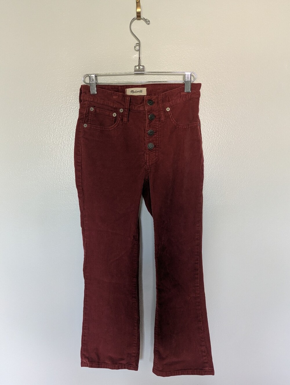 Madewell Cali Demi-Boot Jeans in Corduroy: Button-Front Red 24 Petite